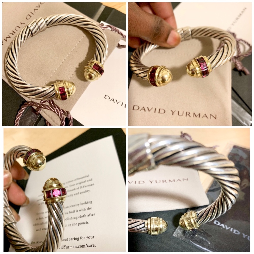 💯🦄 DY RENAISSANCE 14K Dome /Ruby Hinged Bracelet - Picture 4 of 9